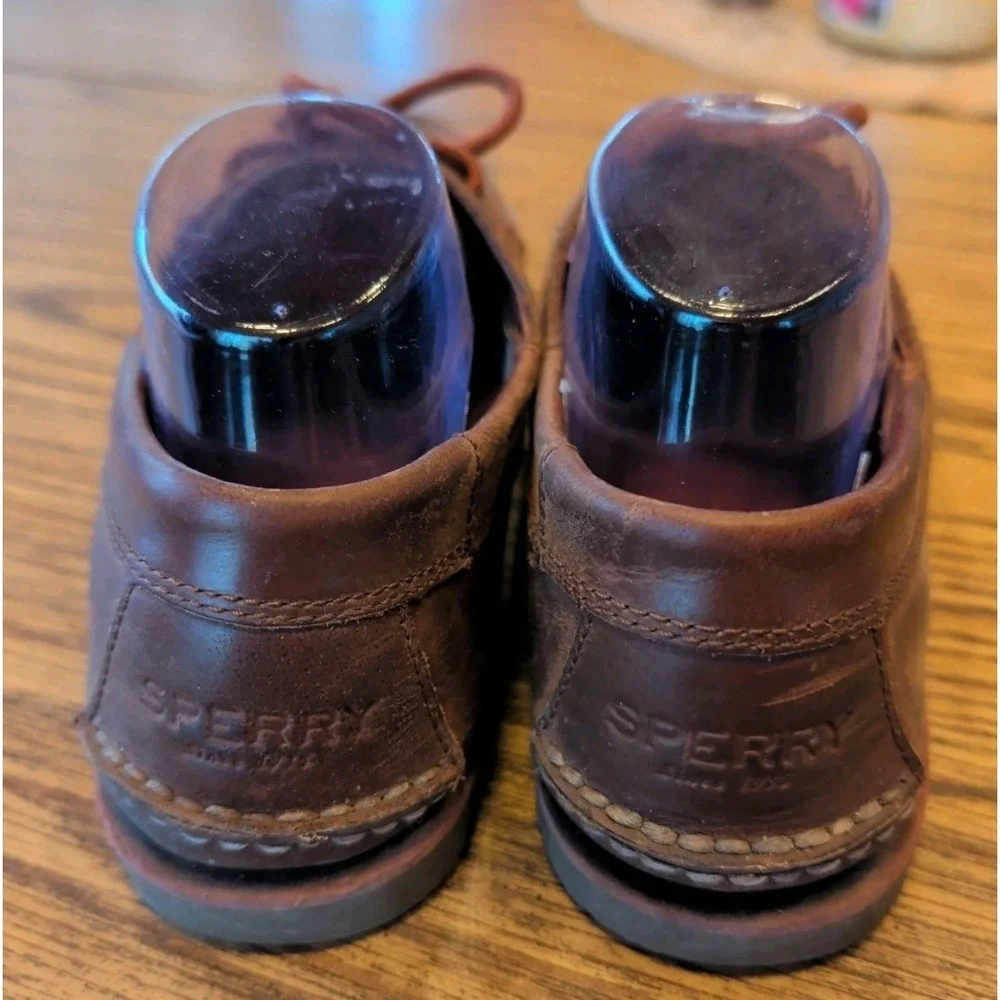 Men's‎ Sperry Top Sider 4-Eye Boat Shoes Brown Leather Size 8M Pre-Owned